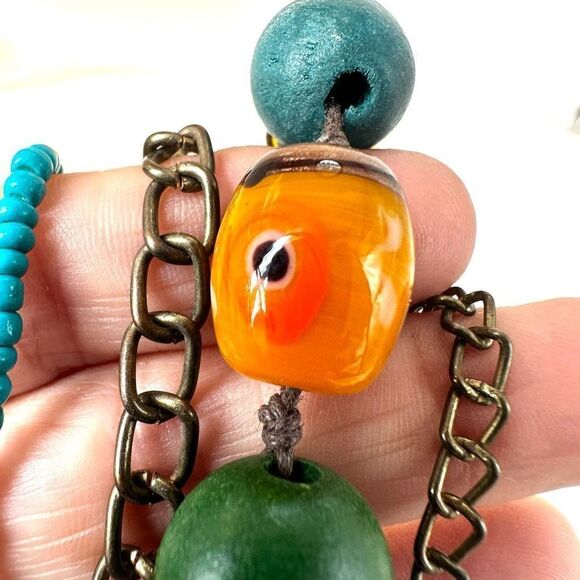 Colorful beaded multi strand long necklace - Picture 12 of 14